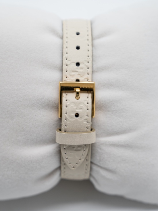 Gucci G-Timeless 27mm Gold PVD Bezel Cream Dial Watch YA126580A Leather Strap main image 7